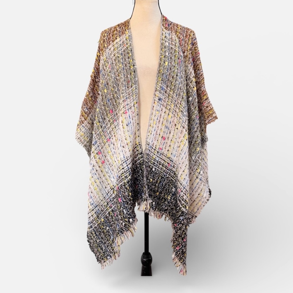 Pinklicious woven multicolored fringe boho scarf